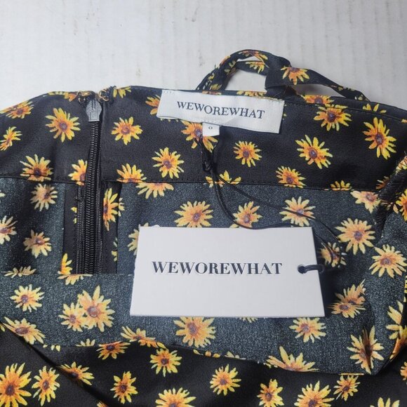 WeWoreWhat Black & Yellow Daisy Print Spaghetti Straps Midi Slip Dress Size 0 - Picture 4 of 10